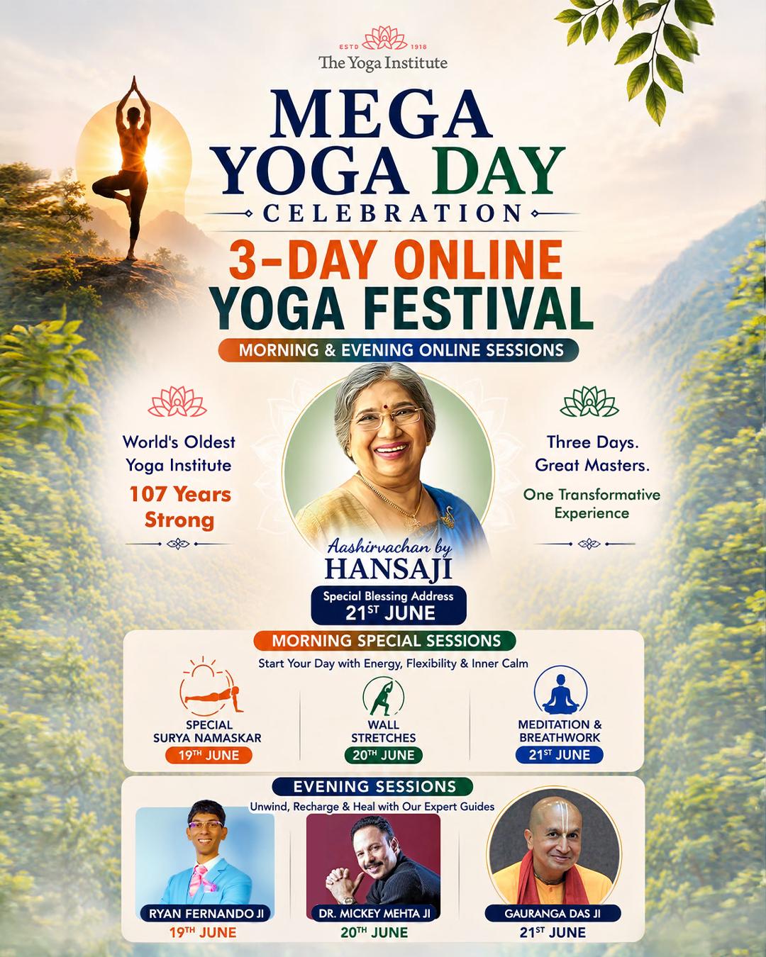 Thousands Unite on Mats as The Yoga Institute Hosts Grand Pan-India Yoga Day Sessions